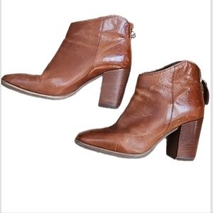 Clarks Brown Leather Ankle Boots Block Heel Comfortable Everyday Shoes